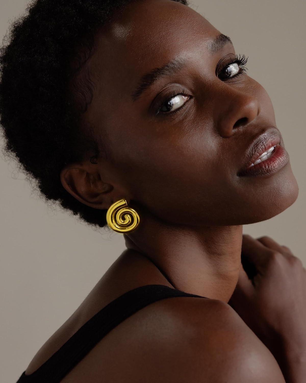 Gold Chunky Earrings for Women Trendy, 14K Gold Dainty Kont Earrings Statement Minimalist Hypoallergenic Stud Earrings Gifts for Her Mom - Image 3