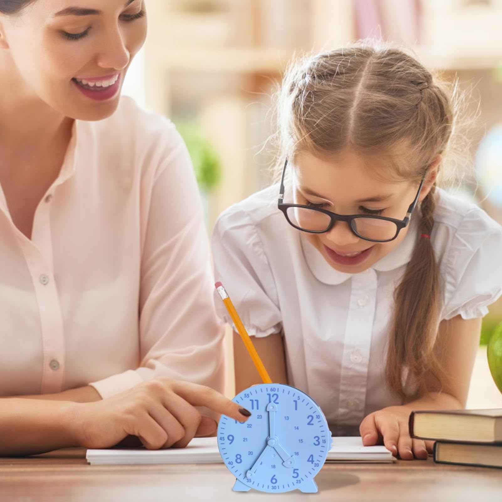 GLANSI Attractive Practice Demonstration Clock for Birthday New Year Christmas Easter Learning Tool Practice Clocks for Kids - Sturdy Teaching Clocks Student Clock,