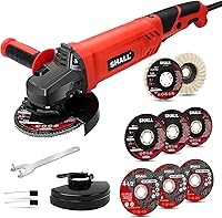 SHALL 4-1/2 Inch Angle Grinder 7.5Amp 6 Variable Speed 12000 RPM Power Tool w/ Safety Guards, Cutting Wheels, Flap Discs for Metal Wood Cutting Grinding Polishing