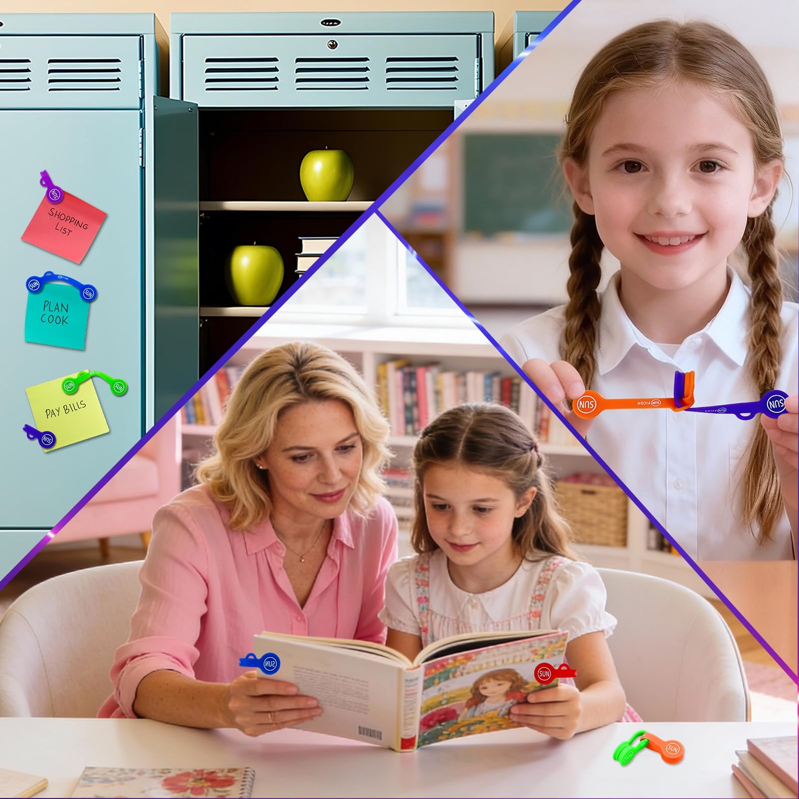 SUNFICON 14 Stück magnetische Kabel-Organizer, Regenbogen-Kabel-Clips, Ohrhörer, Kabelwickler, Lesezeichen, Whiteboard, Notiztafel, Kühlschrankmagnete, USB-Kabel-Manager, Kabelbinder, Büro, Schule