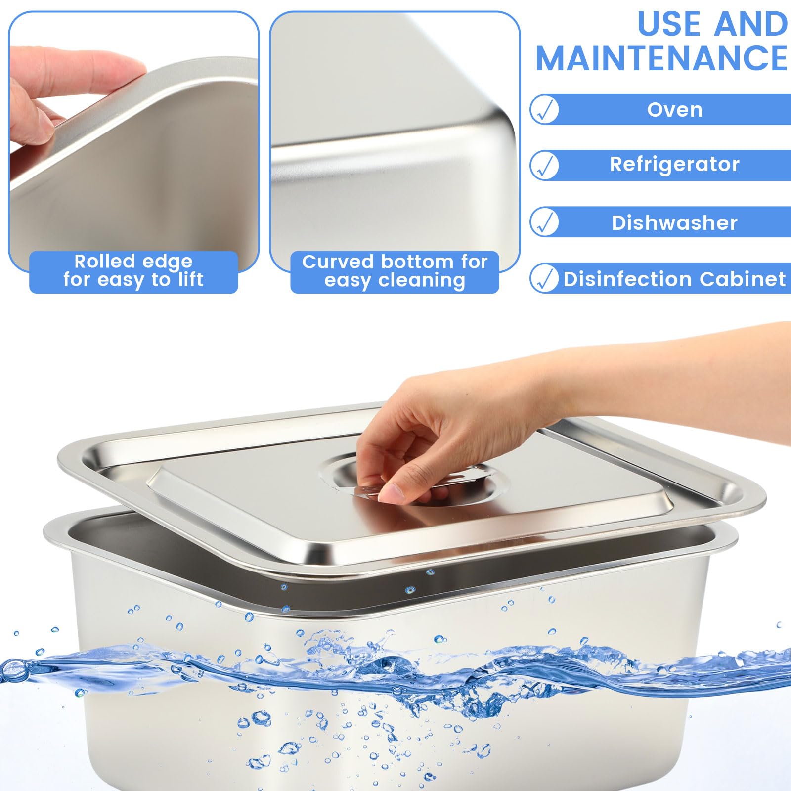 Sumind Confezione da 6 padelle profonde da 15,2 cm, con coperchio, vassoio per vapore in acciaio inox, per alimenti, sciroppo d'acero, catering, ristorante, hotel, buffet, forniture da cucina