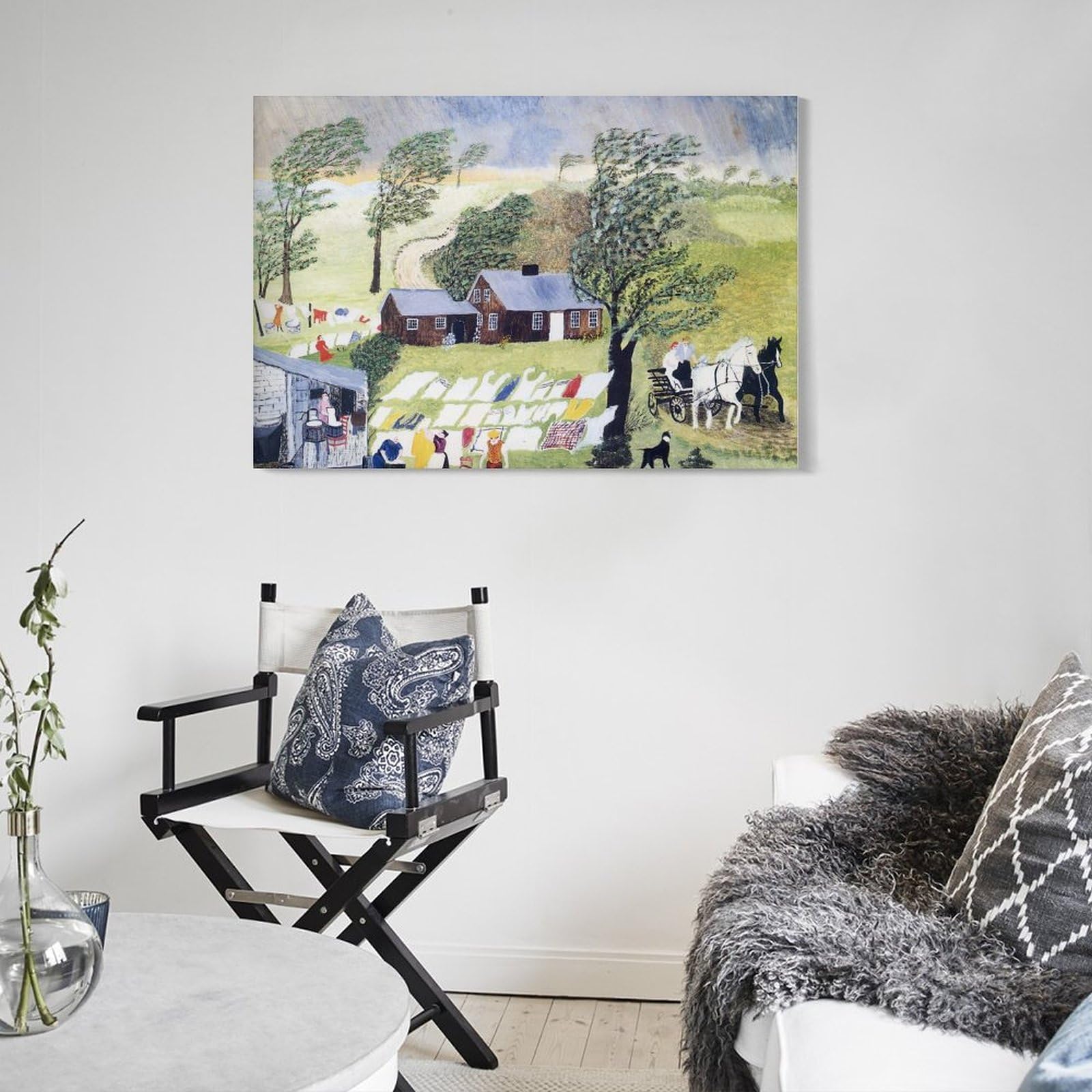 Amazon.com: Grandma Moses Taking in The Laundry Art Prints Framed