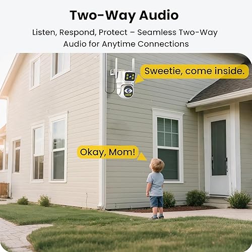 Miniatura 4 de Cámaras de seguridad inalámbricas para exteriores, cámaras WiFi de doble lente para seguridad del hogar, alarma de luz de seguimiento automático y