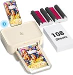 iDPRT 4×6 Photo Printer, Portable Color Picture Printer, Thermal Sublimation Mini Picture Printer, Bundle 20 Sheets Photo Paper & 1 Ribbon Cassette, Photo Printer for iPhone & Android