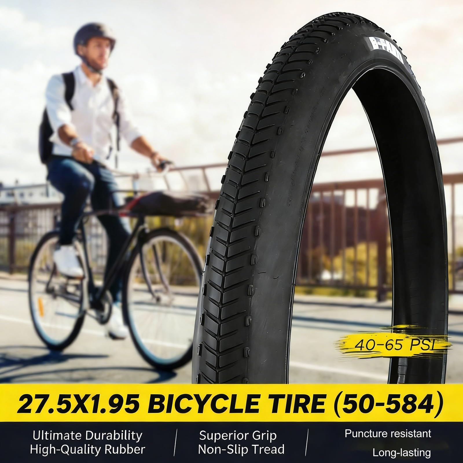 2PCS 27.5x1.95 50-584 Opona Rowerowa Odporna na Przebicia, do MTB i Jazdy Miejskiej, Wzór All-Terrain, Wzmocniona Ścianka Boczna, Niska Oporność Toczenia
