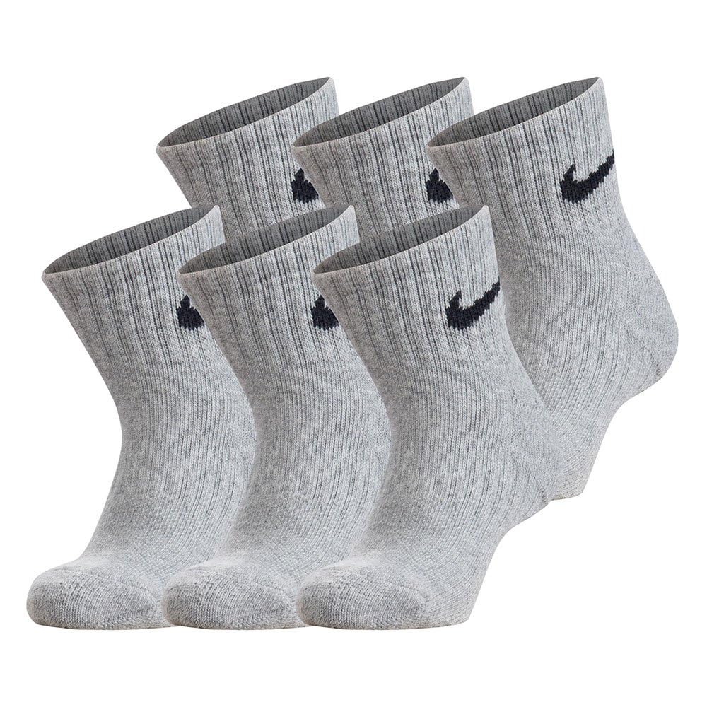 NIKE Boys Kids Un0018 Quarter 6 Pairs Eu 27-35 SOCKS, Grey Heather, 5 Years EU