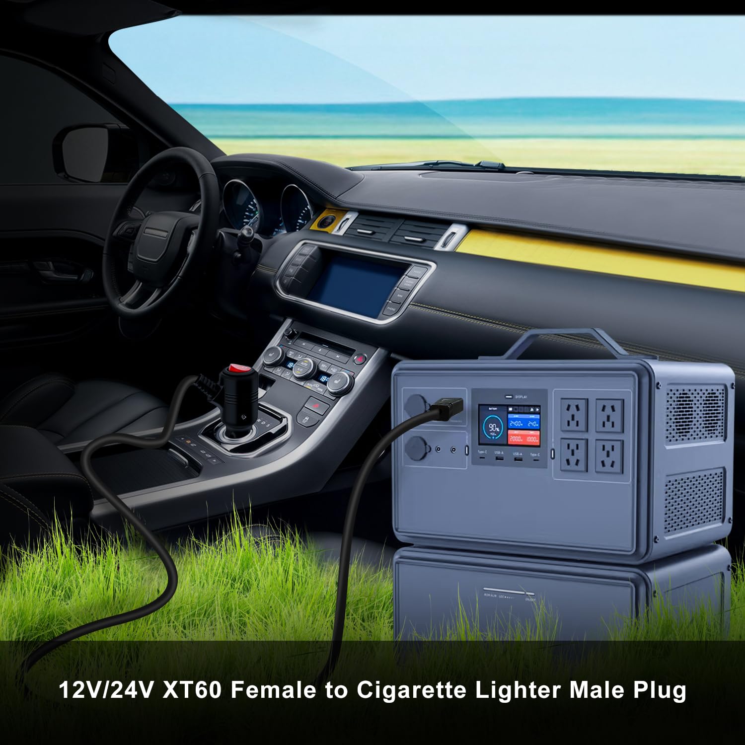 XT60 do Gniazda Zapalniczki z Przełącznikiem 12/24V,16AWG,15A Przewód łączący Gniazdo Zapalniczki z Wtykiem XT60 Diodami LED,do Instalacji Solarnych,Samochodowych i Motocyklowych (1 m)