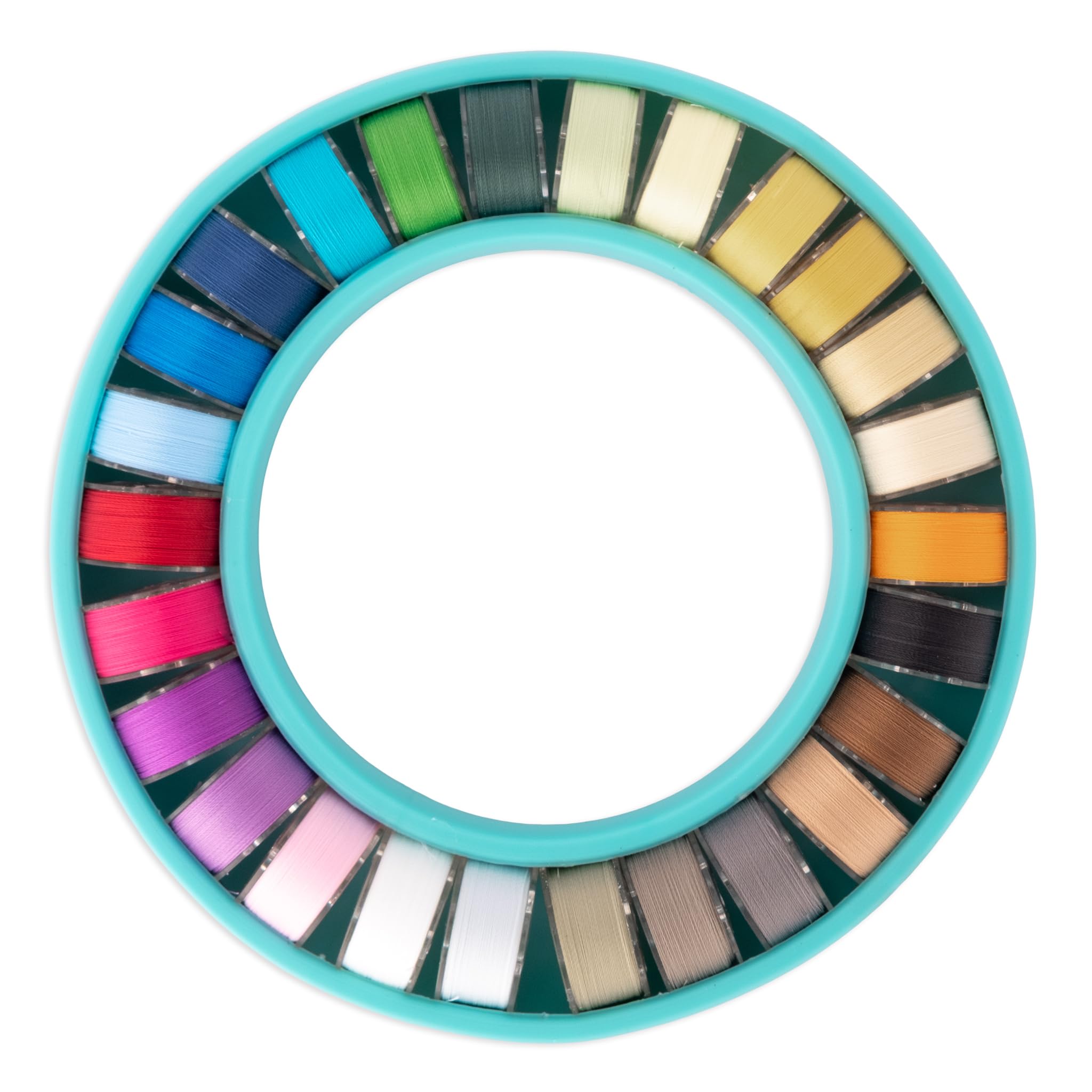 YLI Color Wheel Prewound Bobbins - Class 15 60 wt Polyester, Lint Free - 26 Pack with Silicone Ring