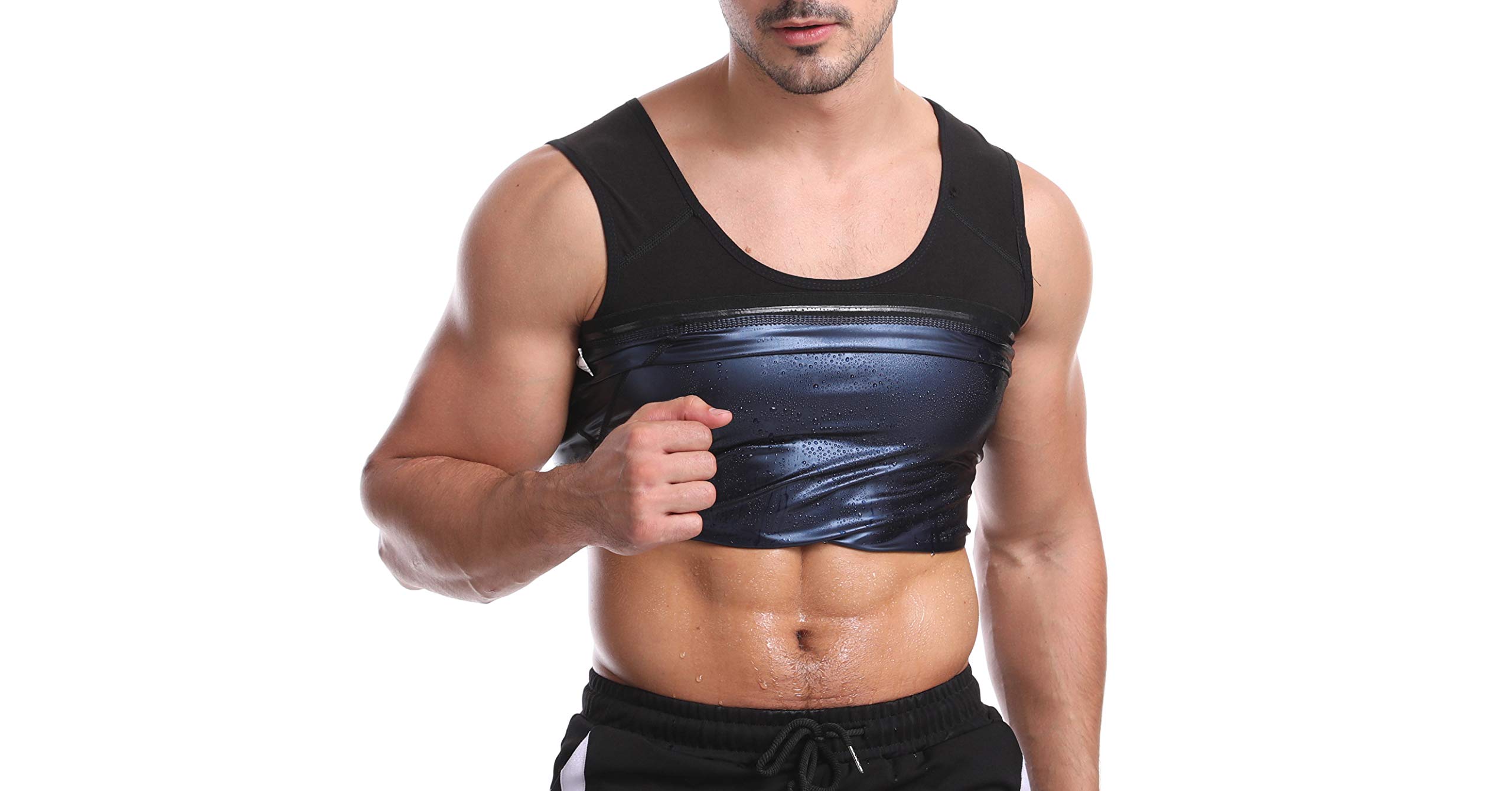 Bakerdani Men's Hot Sweat Workout Sauna Tank Top Vest for Body Slimming (Size : Small-Medium)