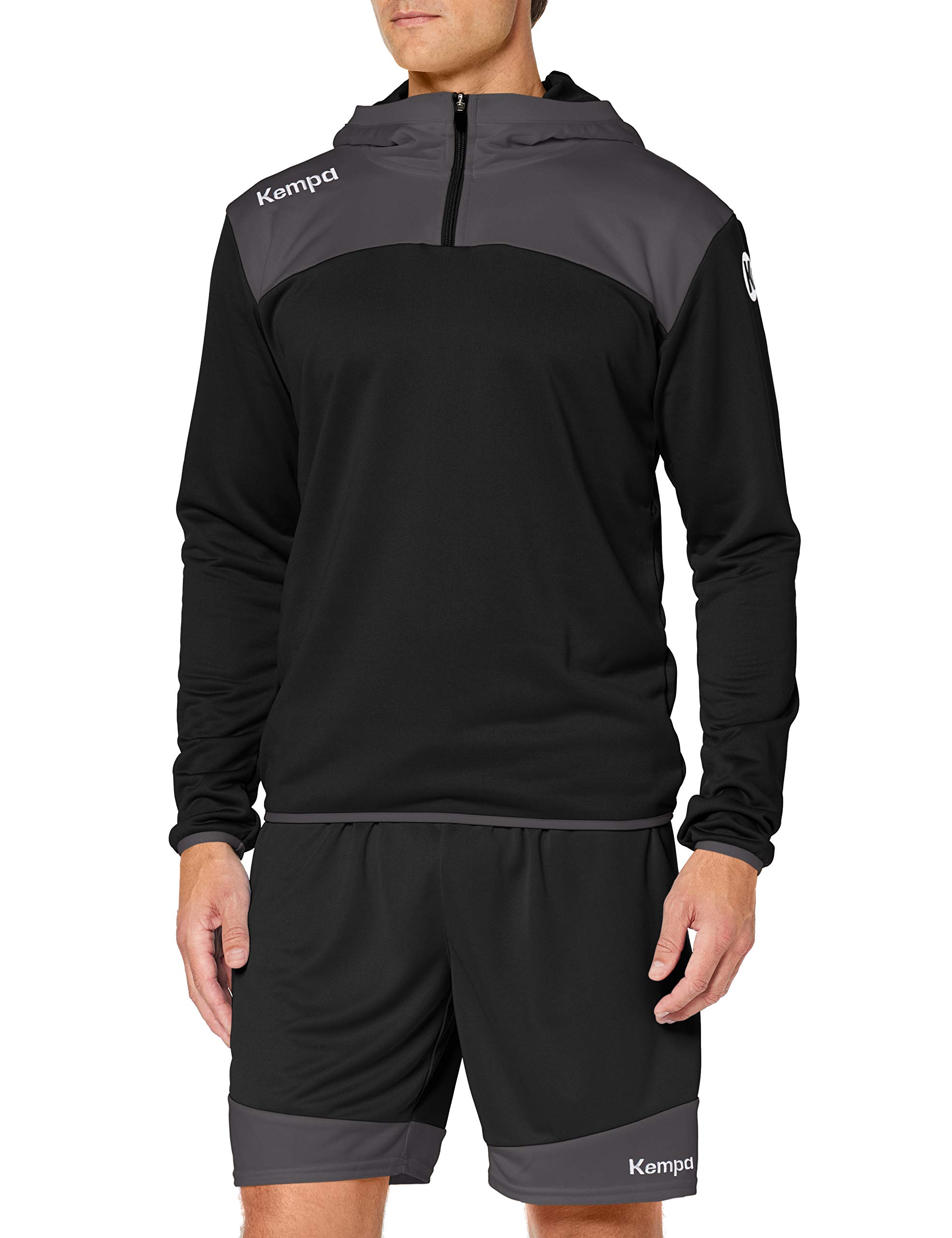 Kempa Emotion 2.0 Quarter Zip Hoody Men's Hoody - Black/Anthra, 4X-Large