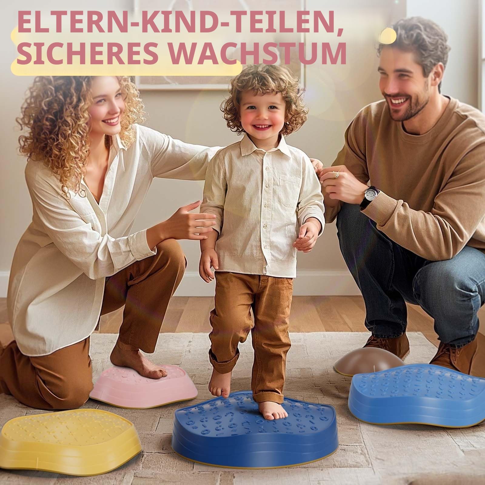 KidBloom Balanciersteine für Kinder, Geschenk Mädchen & Junge 2 3 4 5 Jahre | Rutschfest,5 Stapelsteine, Wasserdichte Tasche, Gartenspielzeug, Sensorik Spielzeug, Ab 2 3 4 5 Jahre