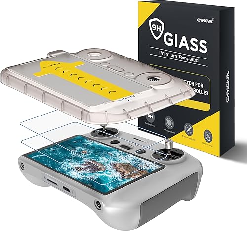 CYNOVA Protector de pantalla DJI RC2 con kit de alineación automática, controlador DJI RC HD Película protectora de pantalla de vidrio templado para