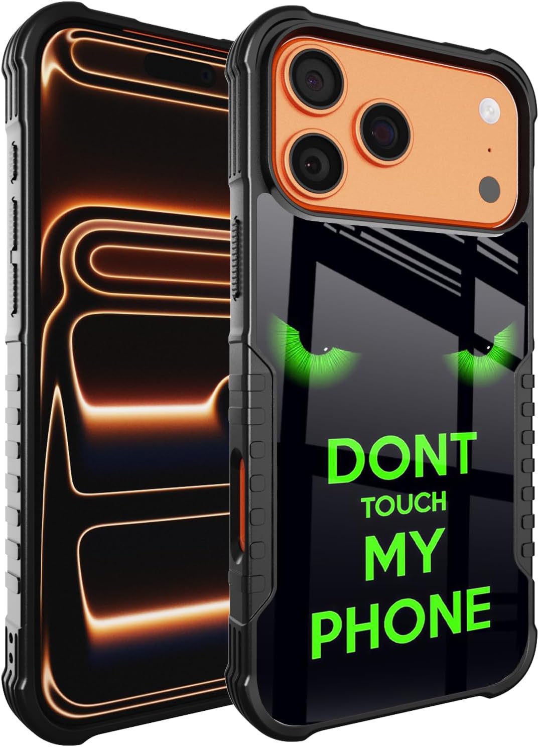 Compatible with iPhone 17 Pro Case for Men Women, Dont Touch My Phone Funny Design Heavy Duty Anti Slip Shockproof Hard PC Backplane Soft TPU Prevention Protective Case for iPhone 17 Pro