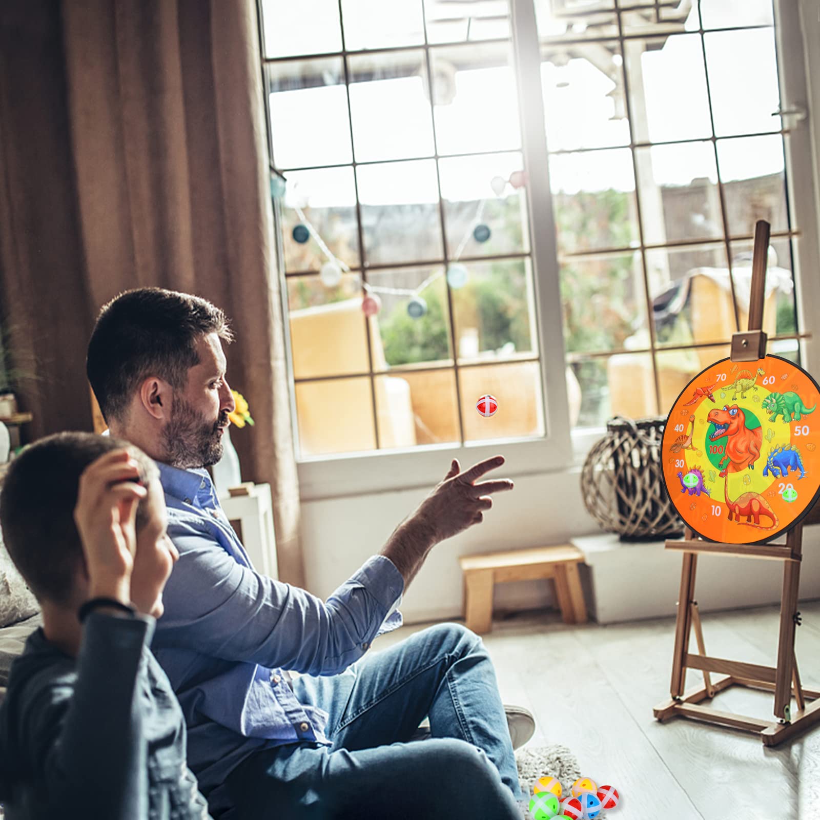 Jeu De Fléchettes GUBOOM Pour Enfants - Double Face Pliable Avec 8 Balles Collantes, Sécurité, Thème Animaux Et Chiffres - 9