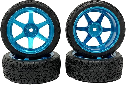 Miniatura 6 de 4 piezas de aleación de aluminio 110 en carretera, 7 radios, llantas de metal con neumáticos de goma para 110 RC HSP HPI RC Drift Racing Car HSP HPI