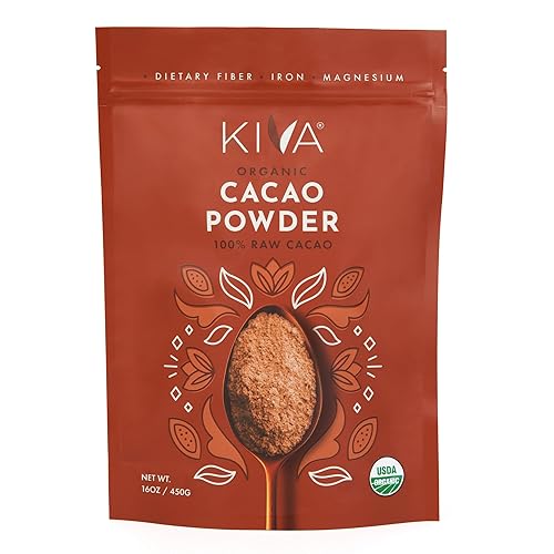 Kiva Polvo de cacao orgánico crudo cacao sin azúcar  polvo de chocolate oscuro  1 libra hecho de los mejores granos de cacao Criollo de alta calidad
