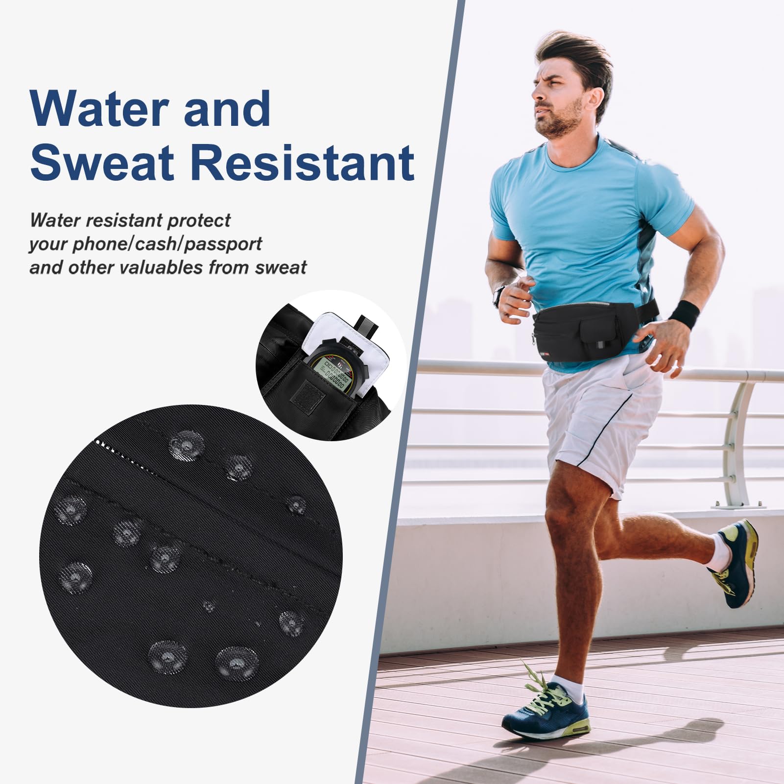 MAXTOP Large Fanny Packs for Women Men Sports Belt Bag with Adjustable Strap Travel Essentials for Walking Running Hiking Cycling Easy Carry All Phones