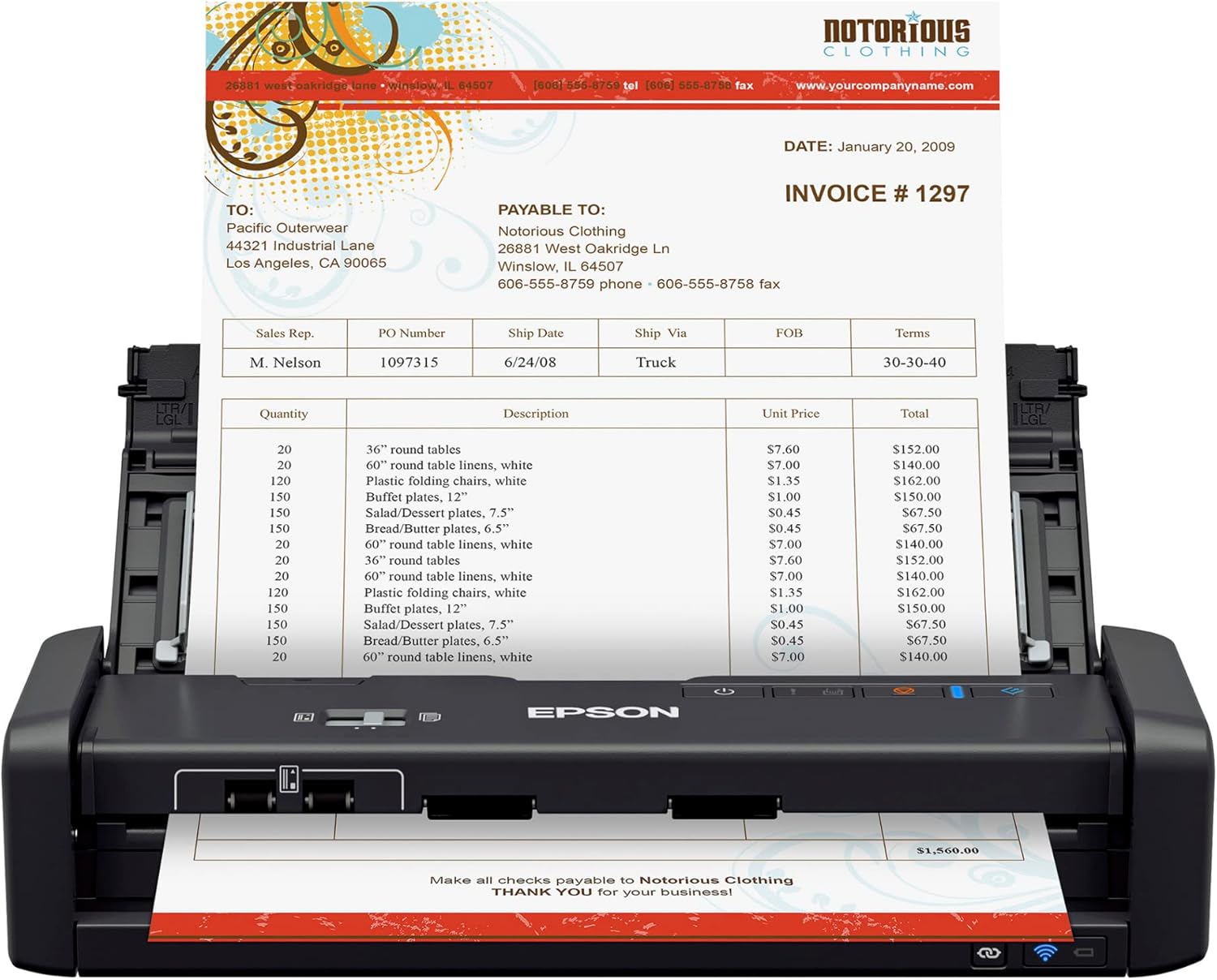 Epson ES-300WR Wireless Color Portable Duplex Document Scanner Accounting Edition for PC and Mac Auto Doc Feeder (ADF)