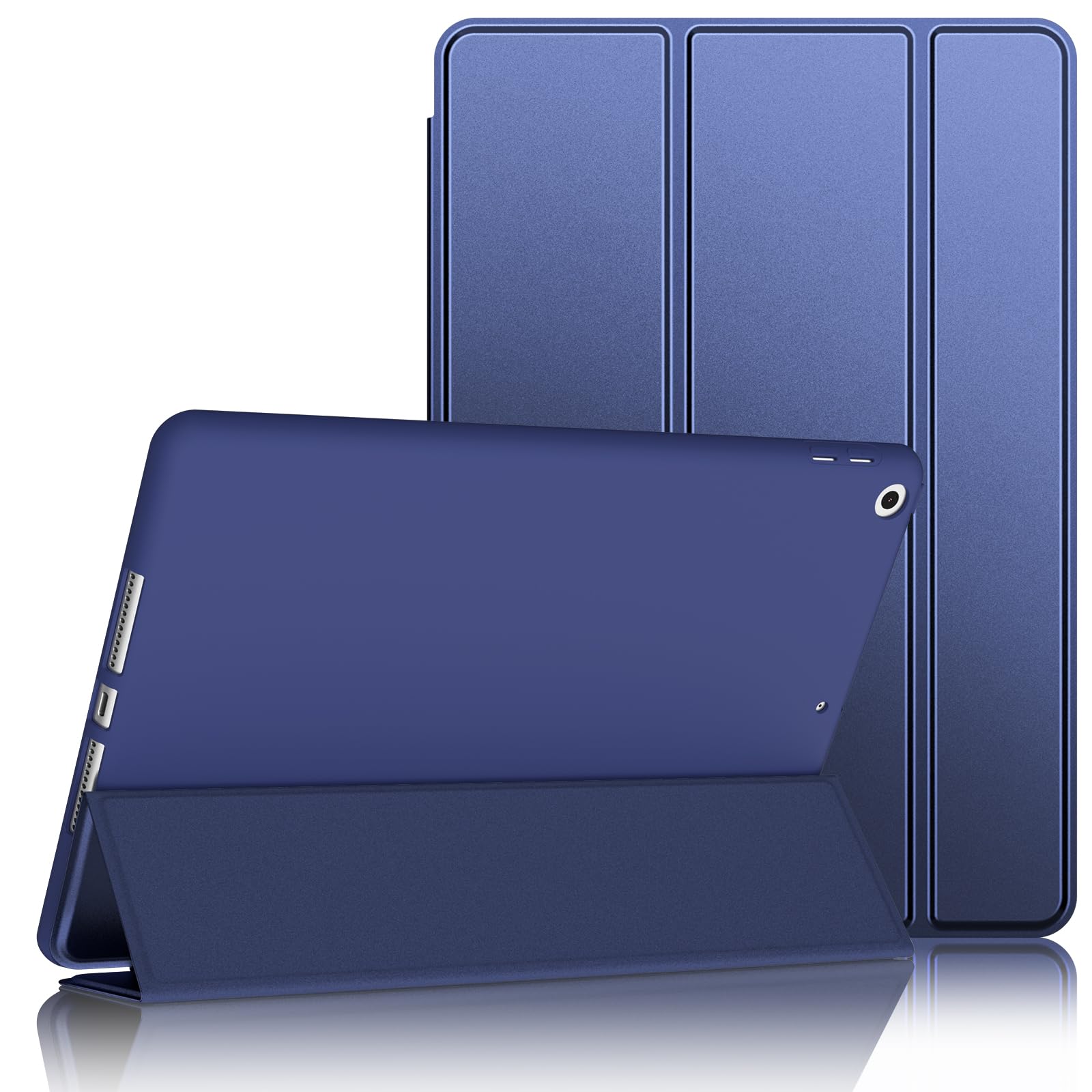 Demark Case for iPad 9/8/7 (10.2-Inch, 2021/2020/2019 Model, 9th/8th/7th Generation) ，Slim Stand Hard Back Shell Protective Cover Case with Auto Wake/Sleep for 10.2 Inch iPad 9/8/7 (Dark Blue)