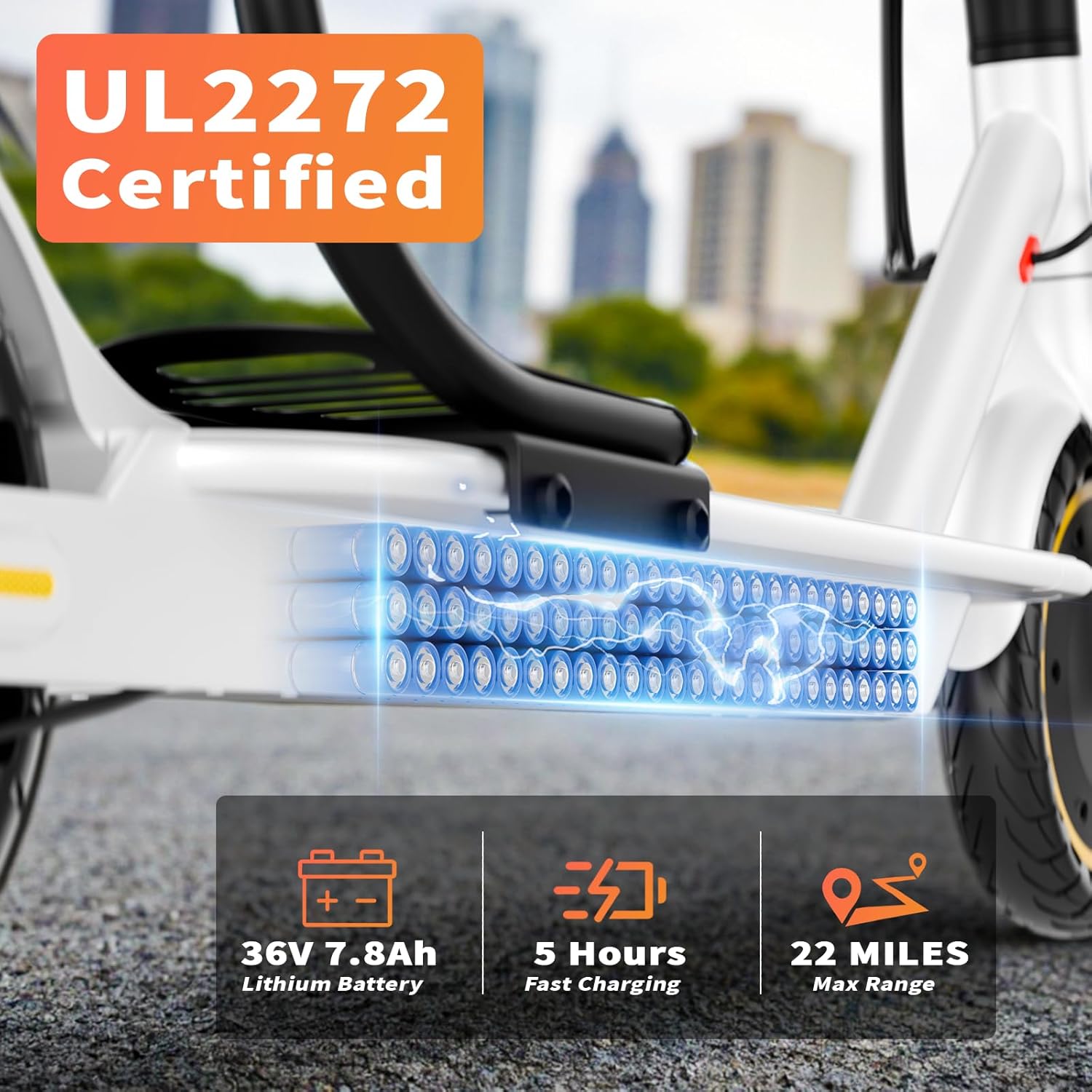Qlaway Electric Scooter for Adults, 350W/500W Motor, Up to 22 Miles Long Range, 8.5" /10" Solid Tires, 265 lbs Load Capacity, Foldable Commuting e-Scooter with Dual Braking System and App