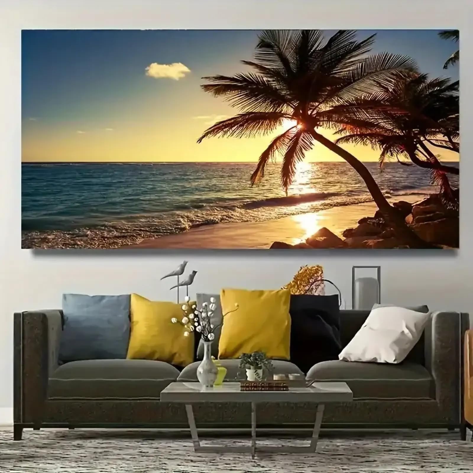 Toile plage coucher de soleil cadre 55x110 cm sérénité - 8