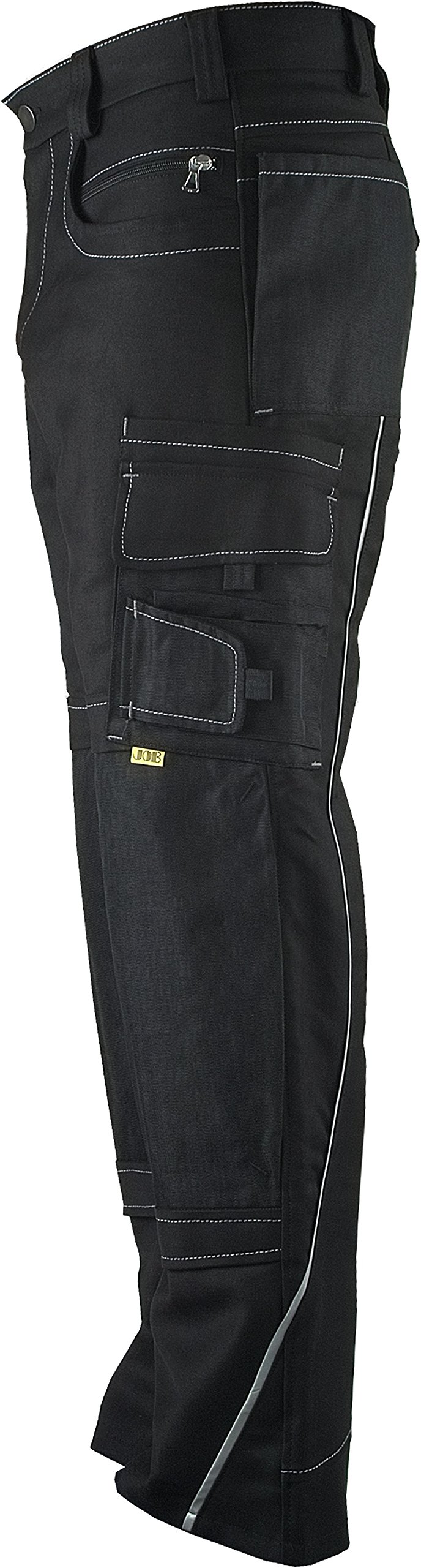 JOB-Kleidung N.I.T.R.O. Stretch-Bundhose/Arbeitshose/Pilothose schwarz mit Knieplstertaschen (54)