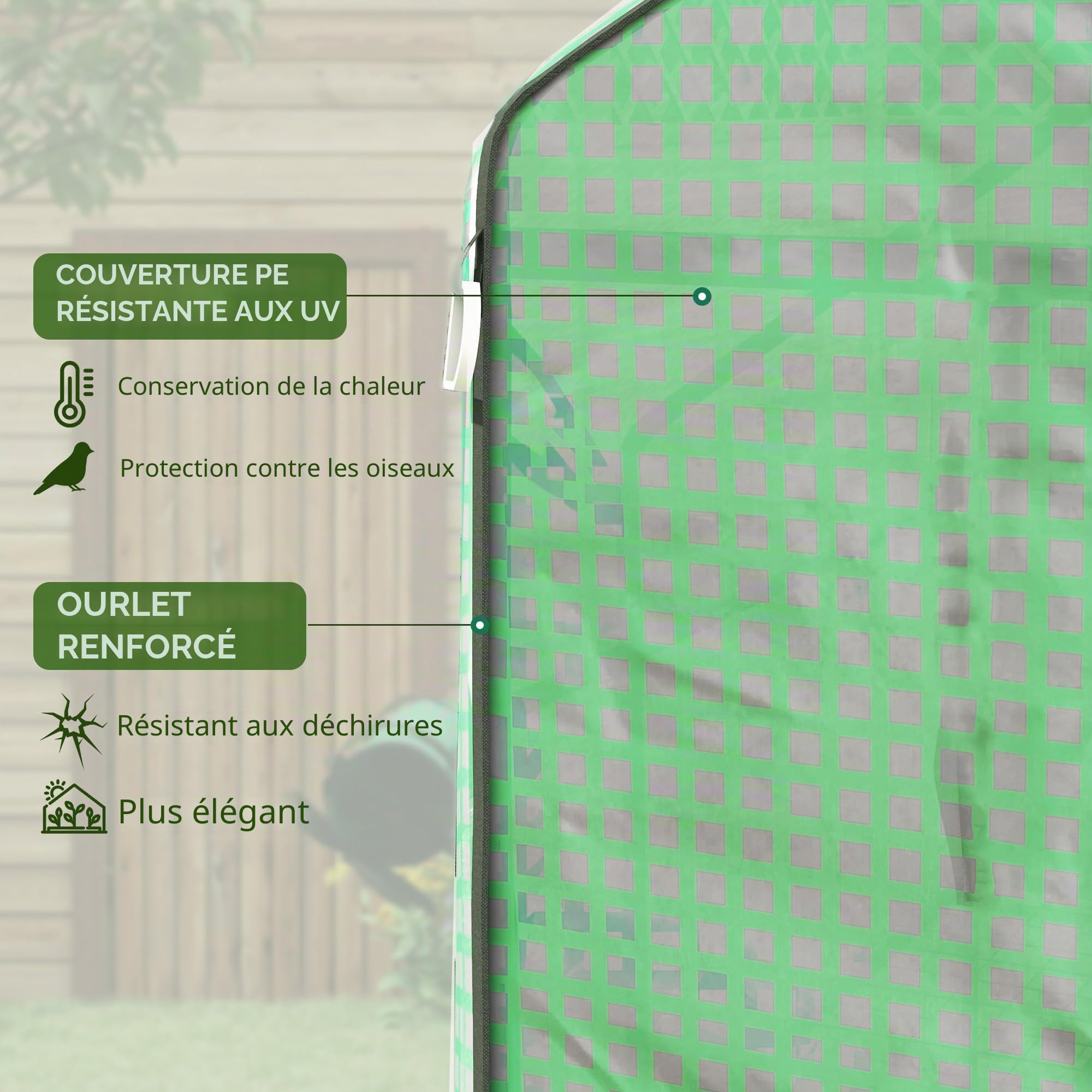 Outsunny Serre avec accès 3 Niveaux 12 étagères 140 x 213 x 190 cm Vert