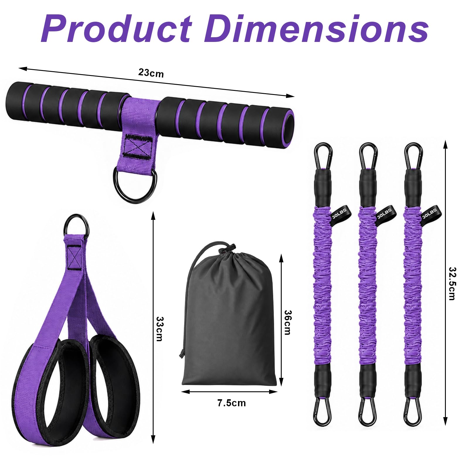 KASURE Banda de resistencia de pedal mejorada con asa, 3 tubos de resistencia ajustables de 30 libras para abdomen, extractor de pedal multifunción para entrenamiento de fuerza, terapia, equipo de