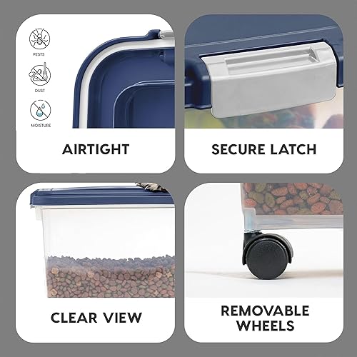 Vista 45 de IRIS USA - Recipiente hermético de 25 libras/33 cuartos de galón. IRIS USA WeatherPro - Contenedor hermético para alimentos para mascotas, con Negro