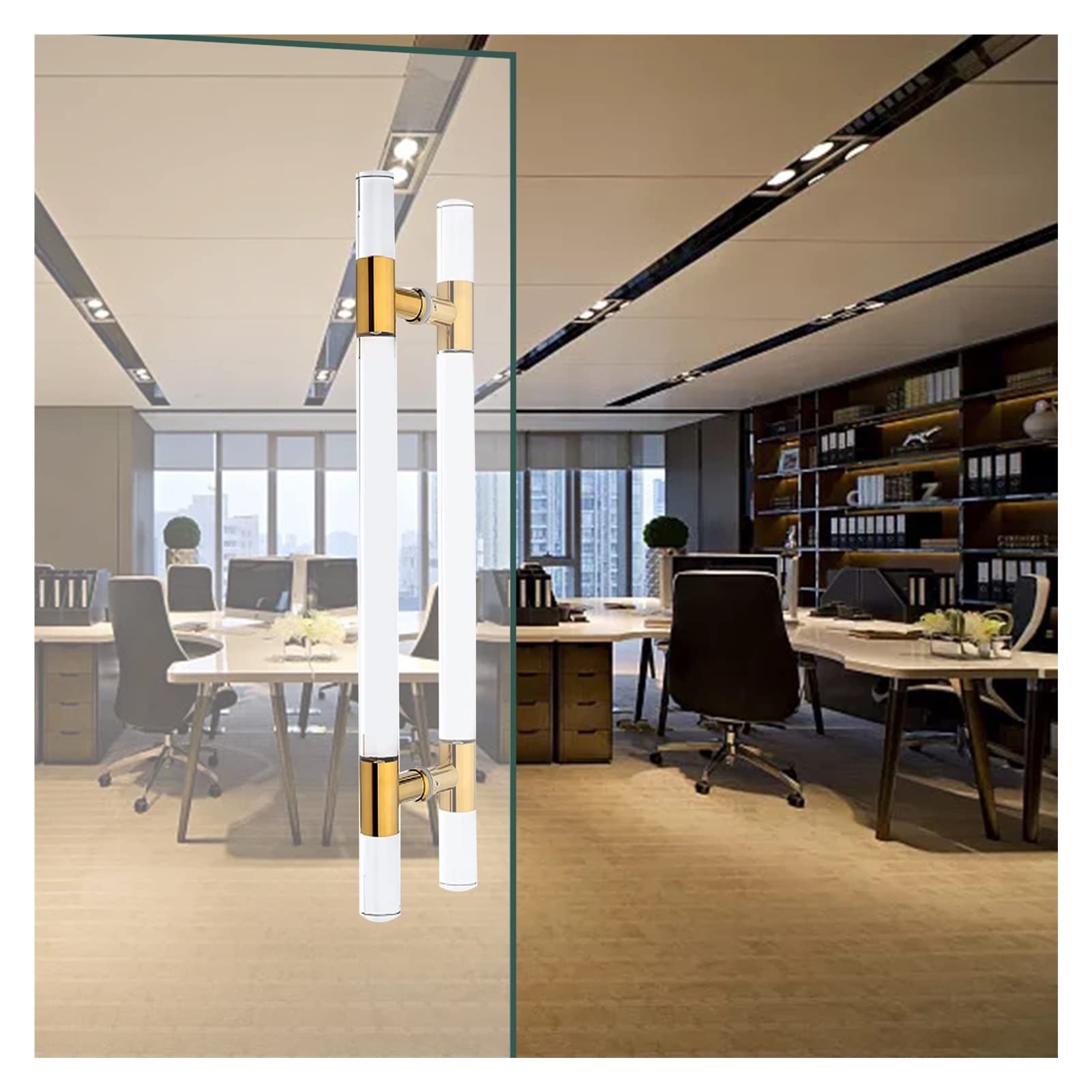 Bhgfyxbs D Office Glass Oor Handle - Acrylic Clear Crystal Finish, Kiten/Bathroom/Garage Gate Push Pull Bar Hardware, 60/80/100/120/150 Cm Long/Silver/Length-100Cm/39.3In,-Length-,-Length-120Cm/47.2In