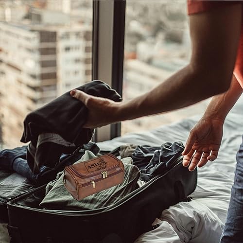 Miniatura 4 de EAQ Neceser personalizado para hombres, kits personalizados de cuero Dopp organizador de viaje personalizable con nombrelogotipo grabado para
