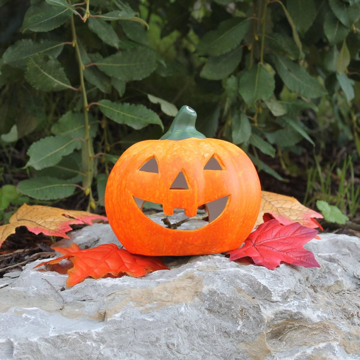 Fantômes LED Avec Citrouille En Céramique - Décoration D'Halloween Lumineuse Et Sans Flamme