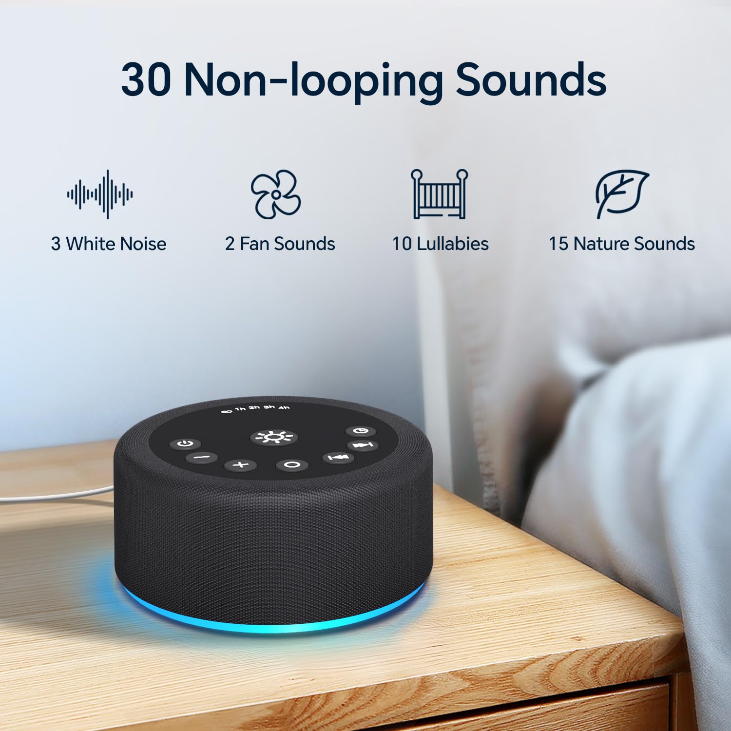 Sound Machine White Noise Brown Noise Machine Night Light 30 Non Looping Sounds 12 Lights 5 Timers Sleep Sounds Machine 36 Adjustable Volume Memory Function for Baby Kids Adult Home Office Travel