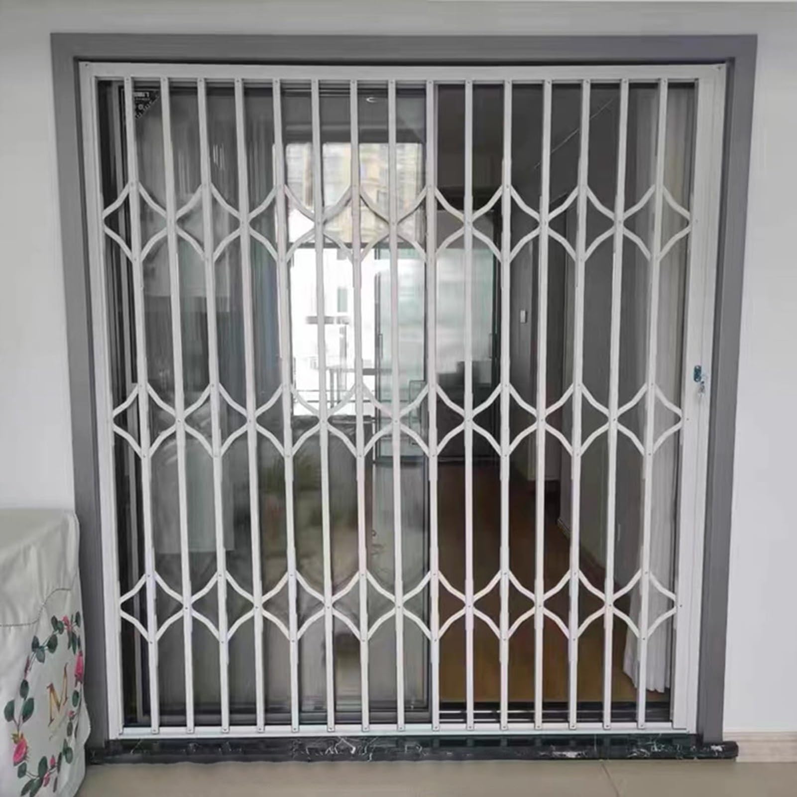 Window Guard for Home Safety, Expandable Anti-Theft Window Grill with Lock, Large Push Pull Door Security Bar, Quick-release Egress Foldable(W100xH100cm/40x40in)