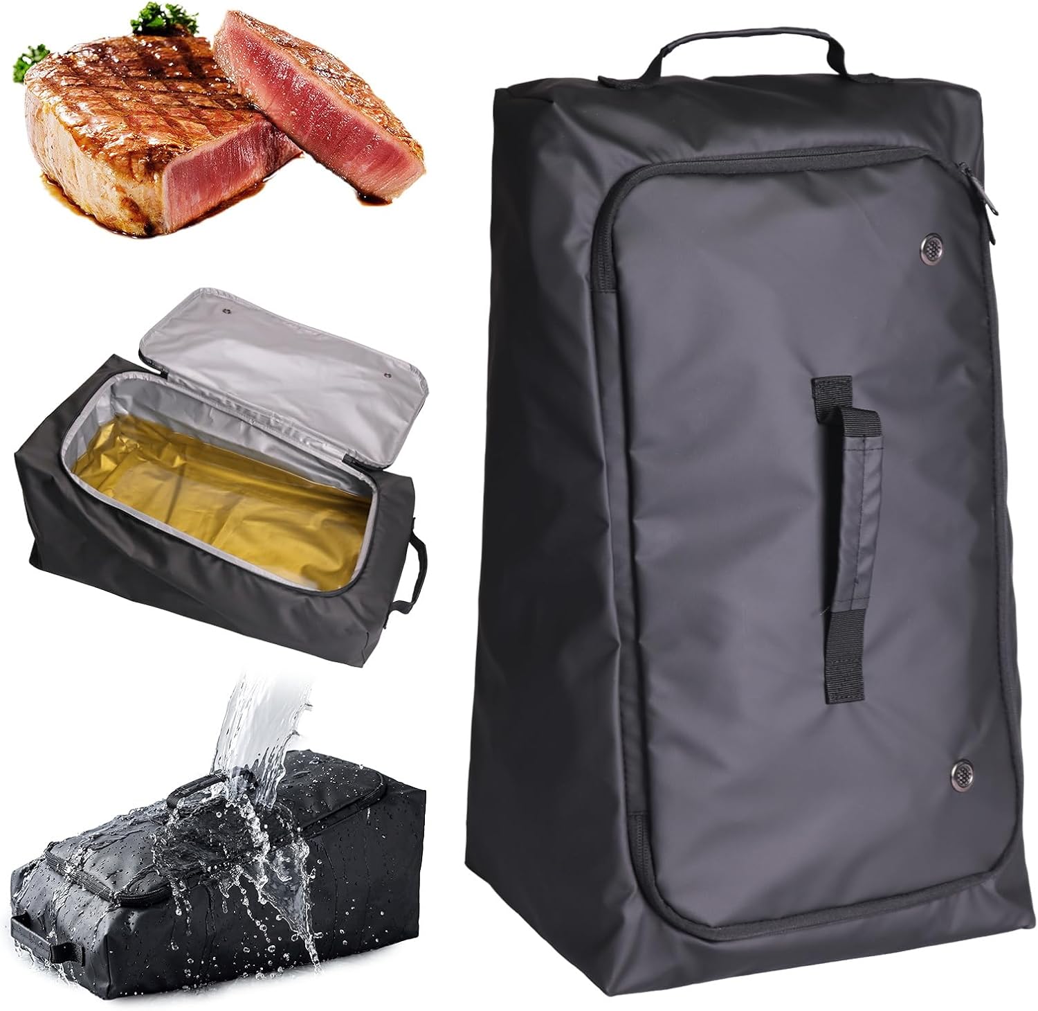 BBQ Blanket for Resting Meat, 270° Opening Leak-Proof Insulated Meat Resting Bag with Butcher Paper, BBQ Brisket Blanket for Pork Shoulder/Steak/Turkey, Smoker Grilling Accessories Gifts for Men/Dad