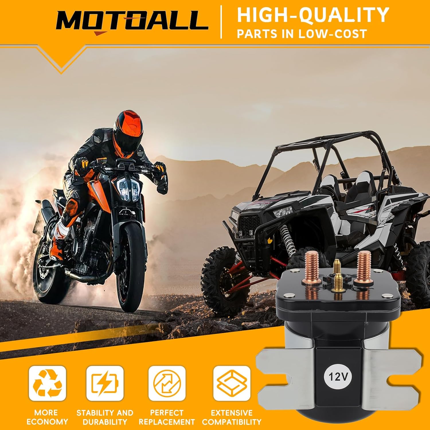 MOTOALL 12V Solenoid Replace for Yamaha G8 G9 G11 G14 G16 G20 Gas Engine for Ford F-250 F-350 F250