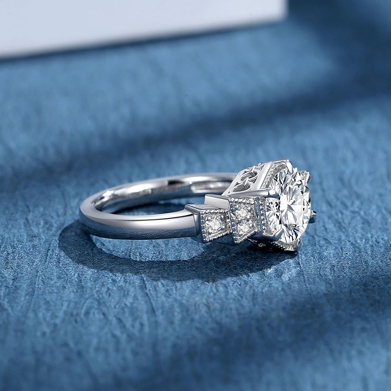 Moissanite Rings for Women D Color VVS1 Moissanite Engagement Ring S925 Sterling Silver Promise Wedding Rings for Women - Image 4