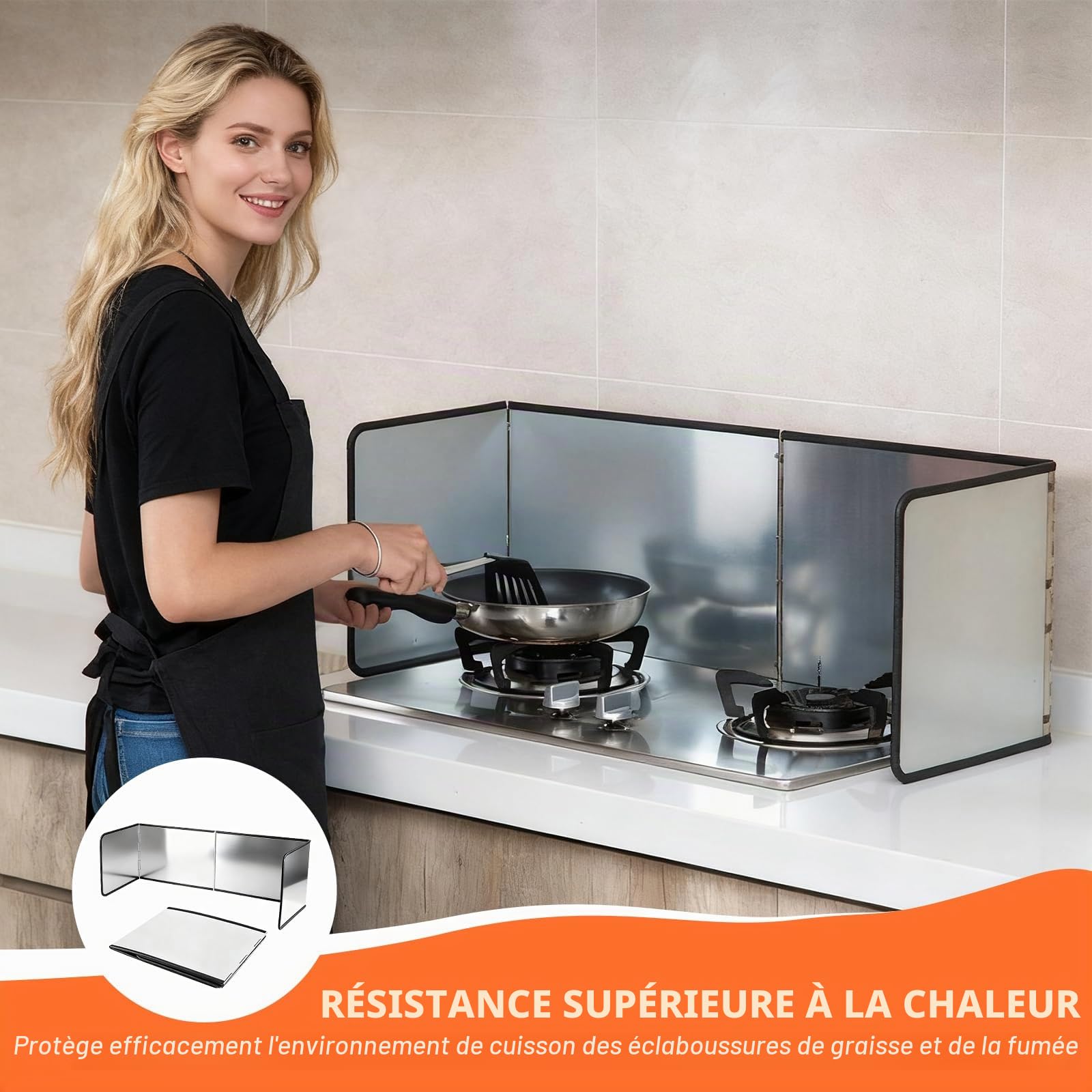 Protection anti-éclaboussures pour cuisine - 4 protections anti-éclaboussures - Paroi pliante - Protection anti-éclaboussures - Protection anti-éclaboussures pliable pour cuisines - Taches