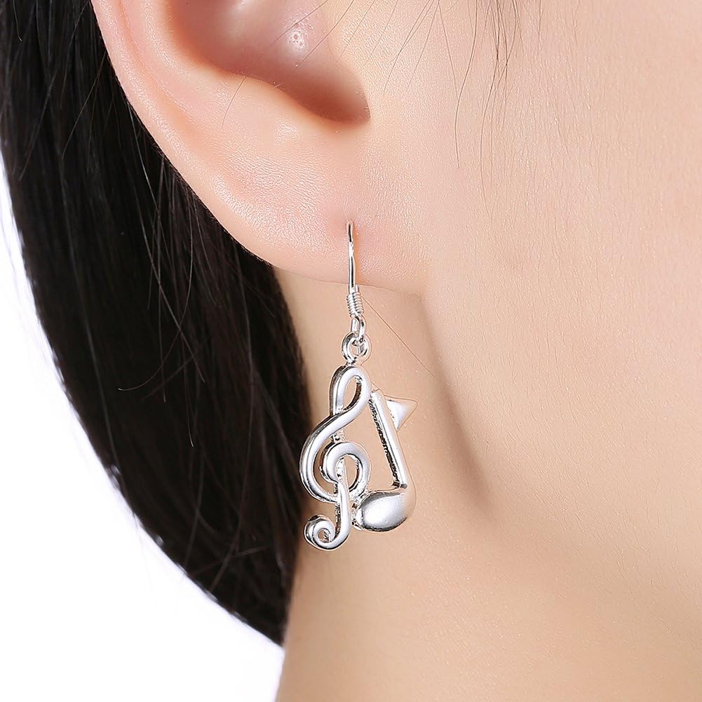 Silver Plated Music Note Dangle Earrings Fashion Earrings Daily Wear - Image 3