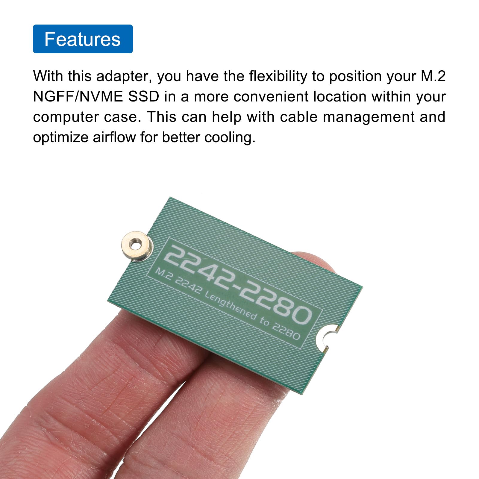 2 Adattatori Estensione M.2 NVME Per PC - Tagliabile Da 2230 A 2280, Con Viti, Rosso