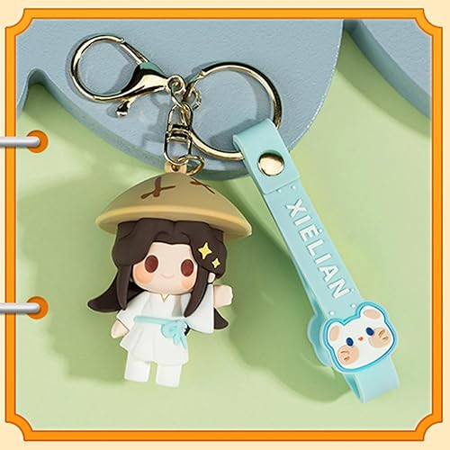 Vista 5 de CALEMBOU Llavero de anime, 2.4 pulgadas, lindo llavero de figura de Xie Lian Hua Cheng Chibi, mercancía china de Donghua Tian Guan Ci Fu