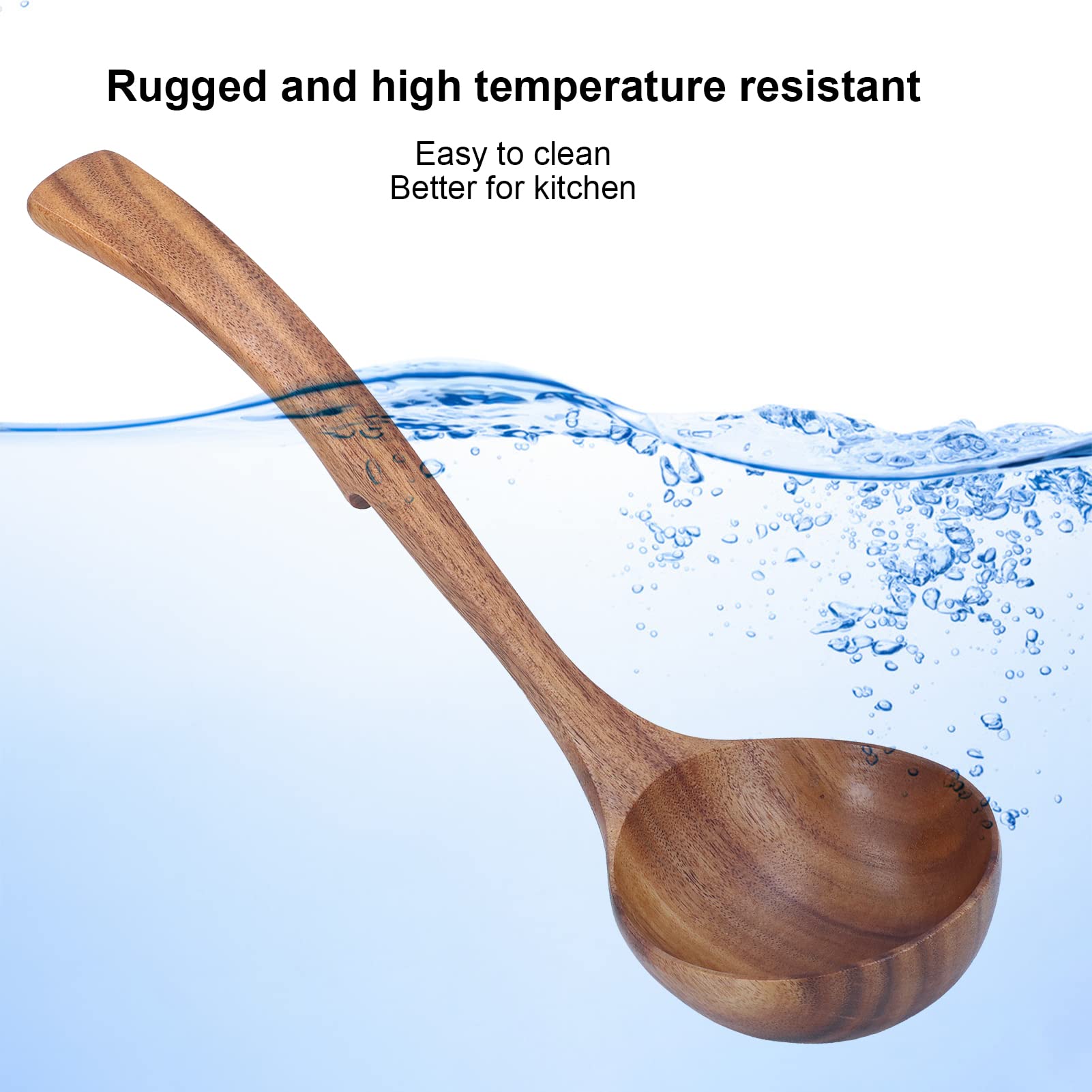 Mestolo di Legno,Manico Lungo Mestolo di Zuppa di Legno Cucchiaio da Portata Stoviglie Cucchiaio da Mestolo da per Mescolare la Zuppa Degustazione Capovolgere (grande cucchiaio a uncino)