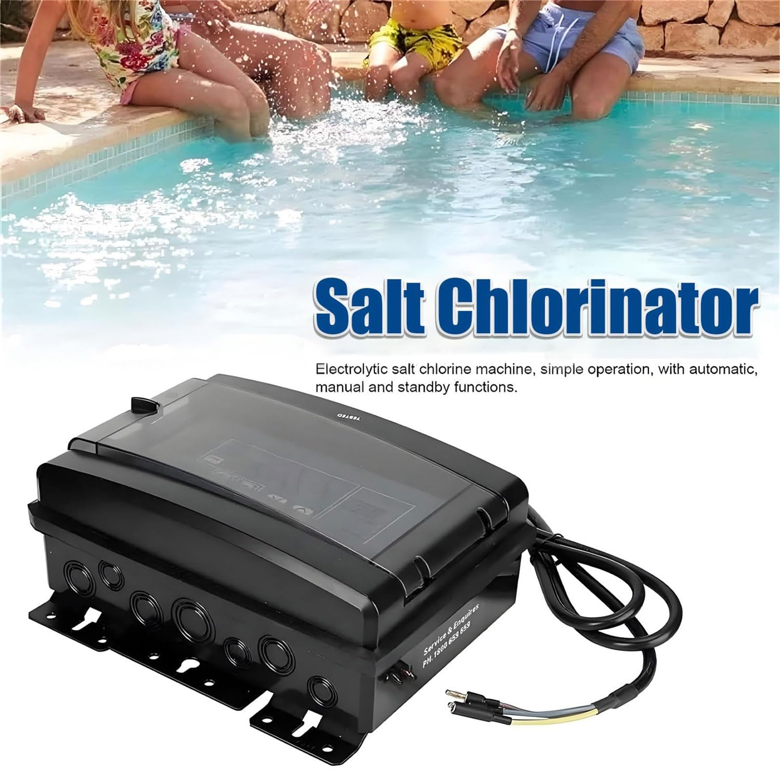 Clorador salino para piscinas, generador de cloro electrolítico para sistemas de agua salada, apto para piscinas de hasta 100 metros cúbicos, equipo eficiente de tratamiento de agua