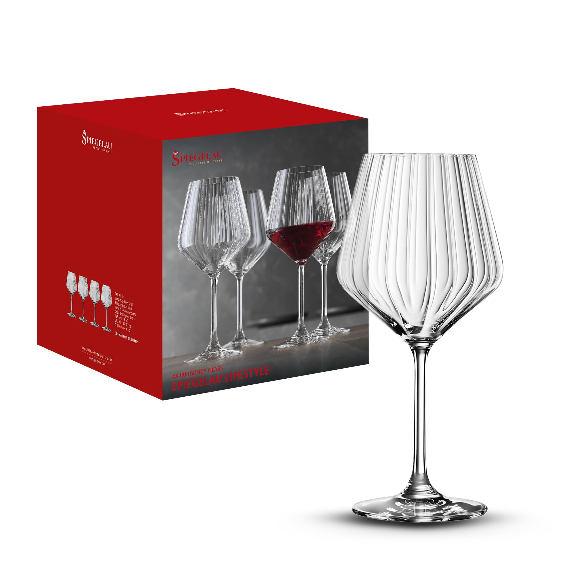 LifeStyle 4450170 Red Wine Glasses 640 ml Burgundy Crystal Glass Wine Glasses Red Wine Dishwasher Safe