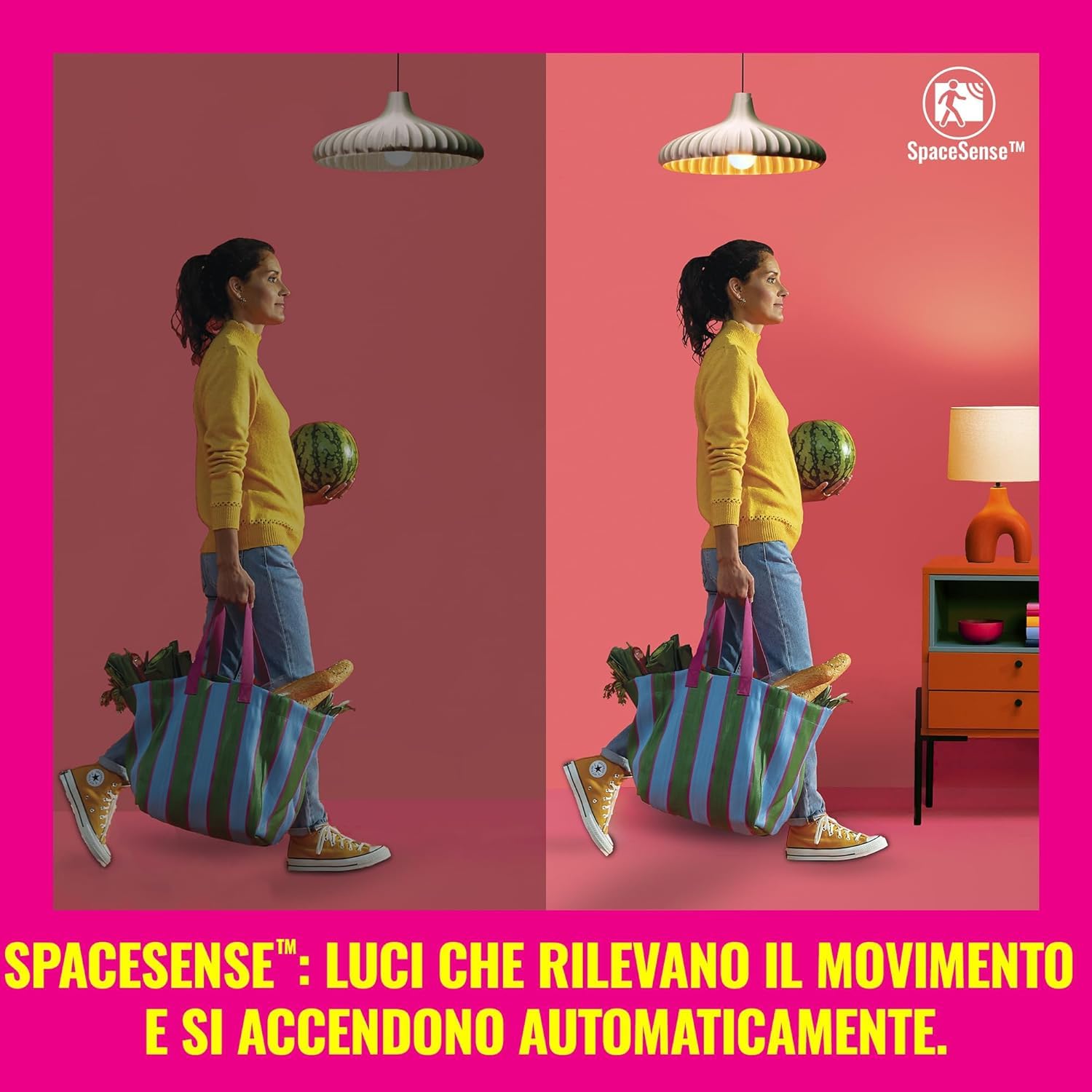 WiZ Lampadina Smart WiFi, Luce Bianca o Colorata Dimmerabile, E14, 40 W, Tecnologia SpaceSense, Controllo Vocale (Alexa, Apple HomeKit, Google Home)