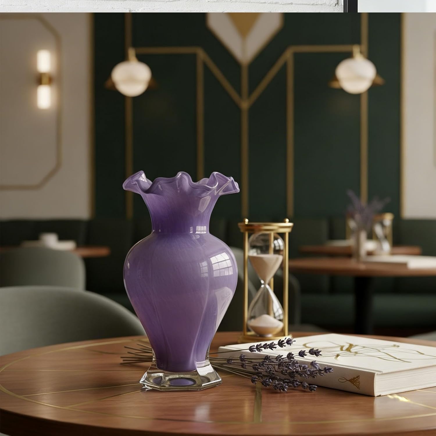 9.4" Tall Purple Vases for Flowers,Hand Blown Glass Vases for Centerpieces, Modern Murano Glass Art Purple Vase for Home Decor,Glass Art for Table Entryway Wedding Decoration - Image 6