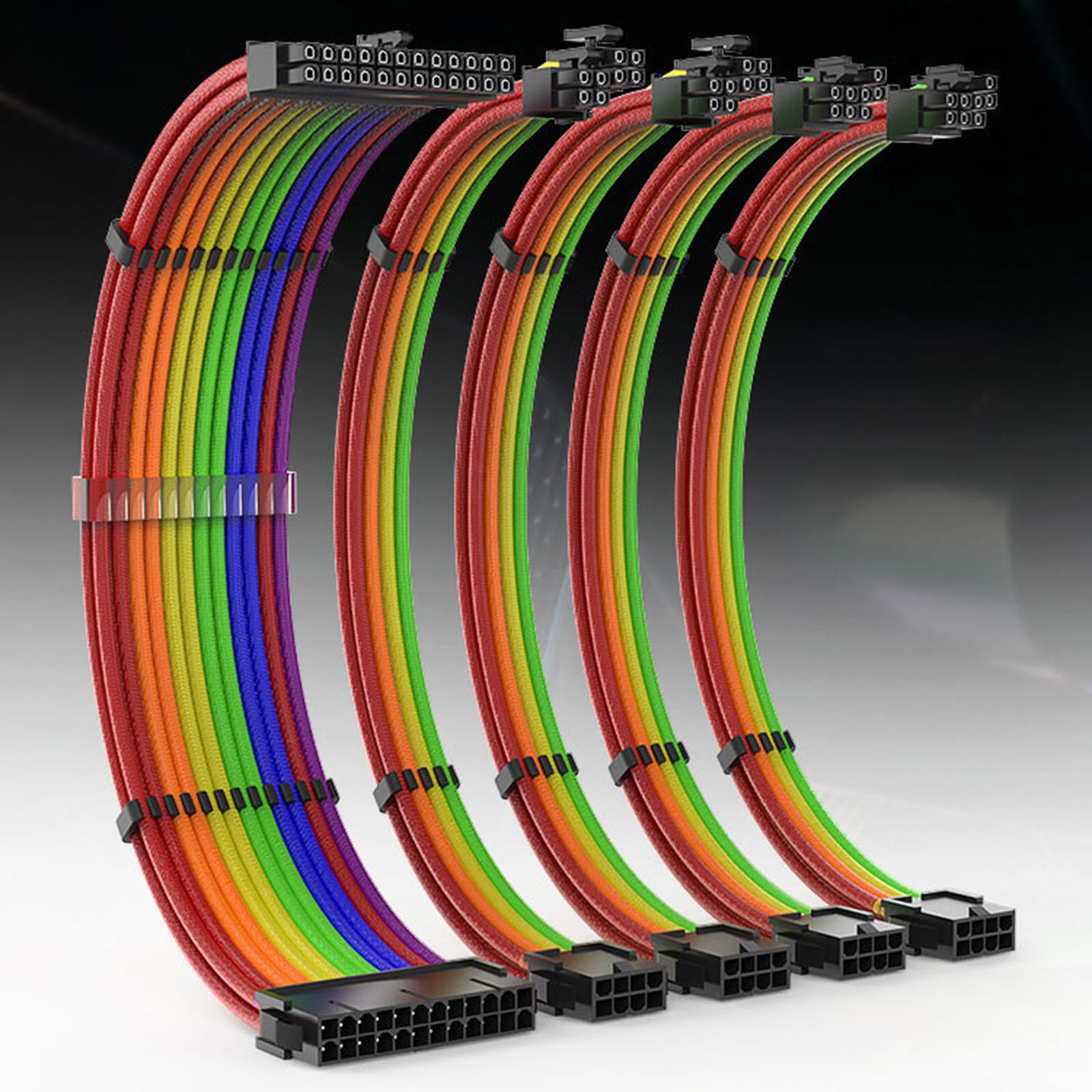 Cable de extensión de corriente PCIE de 24 pines, 6 + 2 pines, 4 + 4, cable trenzado de nailon para placa base, cable divisor