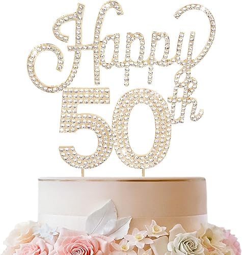 Miniatura 510 de LINGTEER Decoración de pastel de diamantes de imitación dorados para cumpleaños número 15 – Cheers to 15th Birthday Quince años de edad, decoración