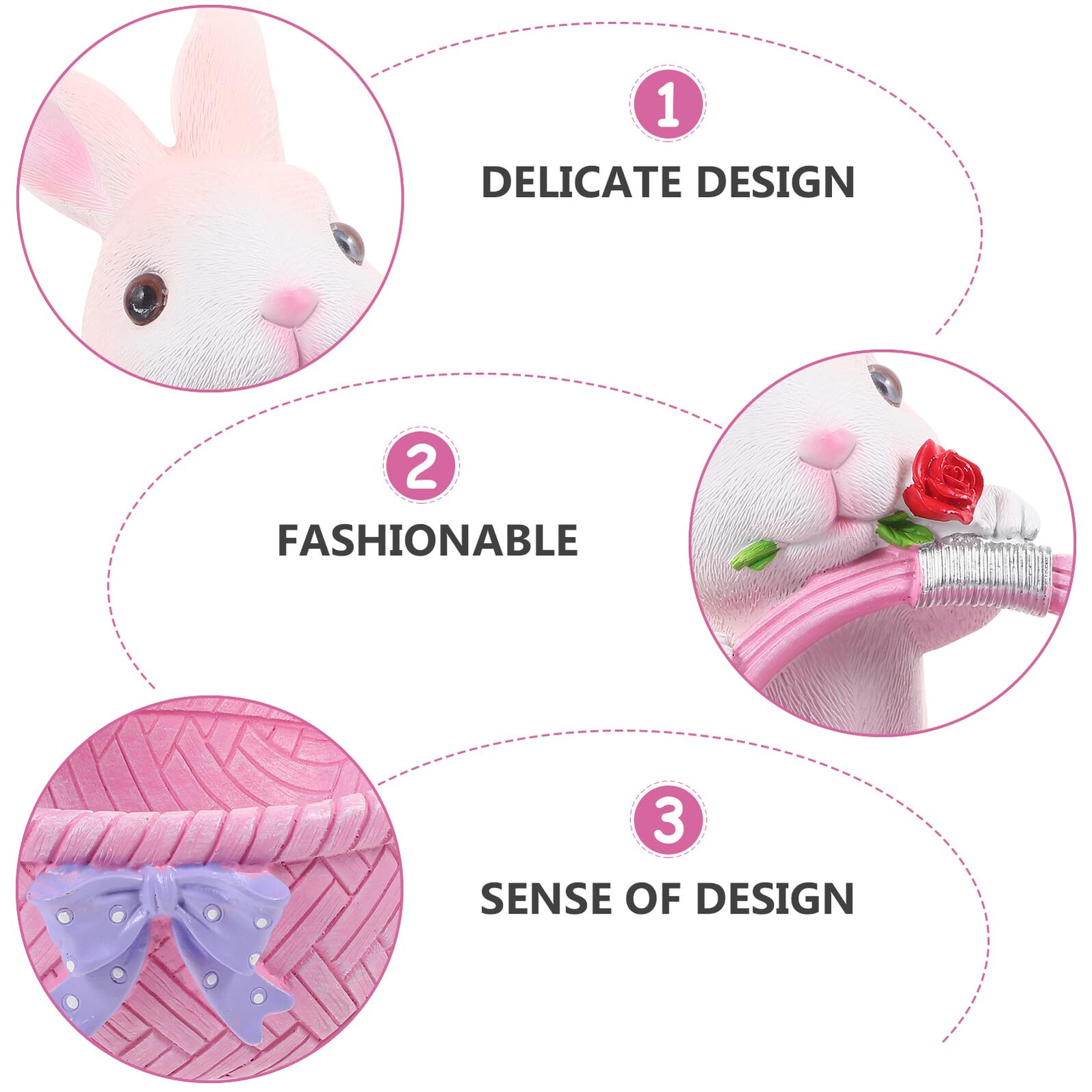 Uonlytech Decorazione Pasqua Coniglio in Resina Cestino Design Unico Adorabile e Funzionale per Casa e Tavola Rosa Ornamento da Collezione
