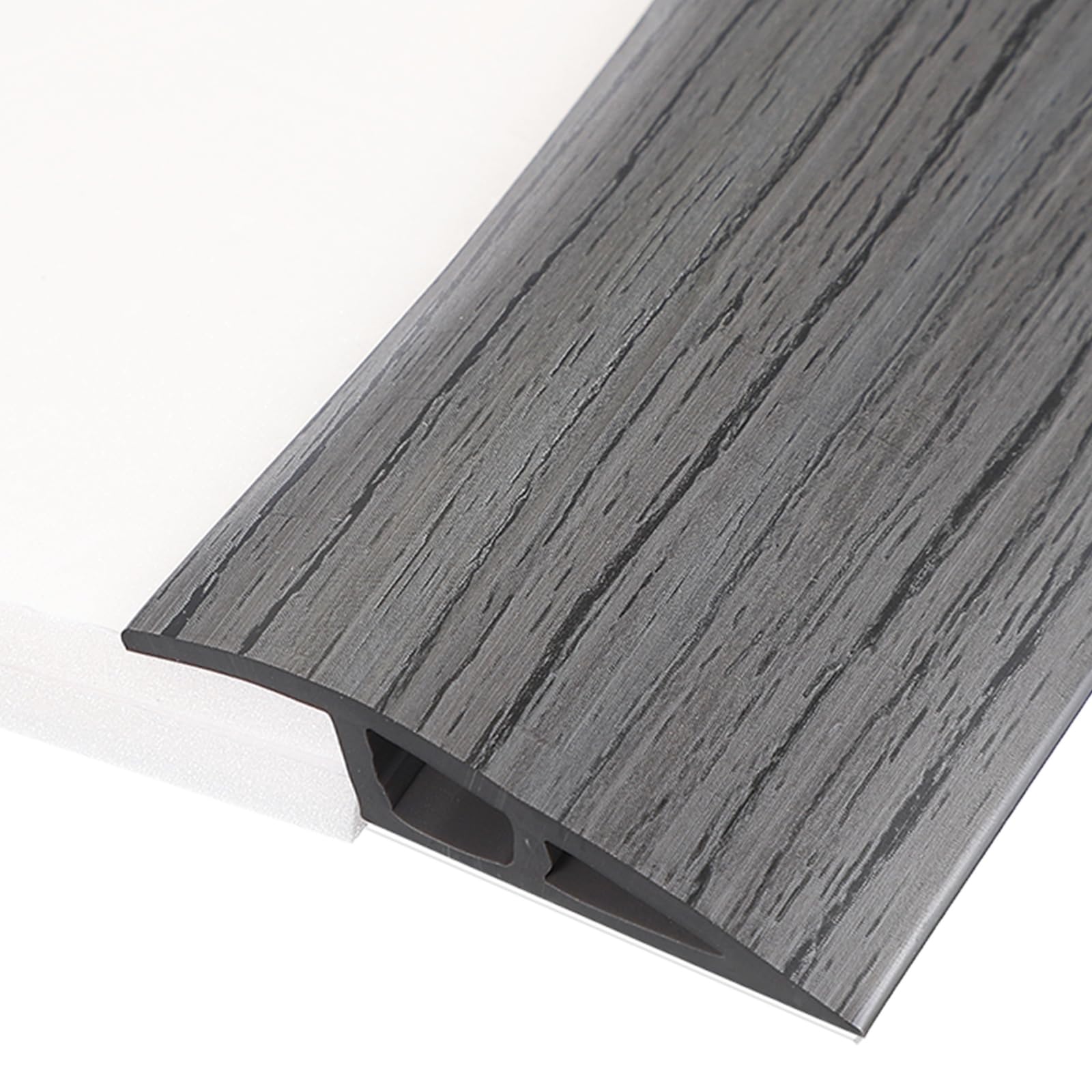 sourcing map Floor Transition Strip 3.3ft Self-Adhesive Flooring Edge Trim Strip for Uneven Floors Gaps from 1/4" to 3/8", Dark Gray